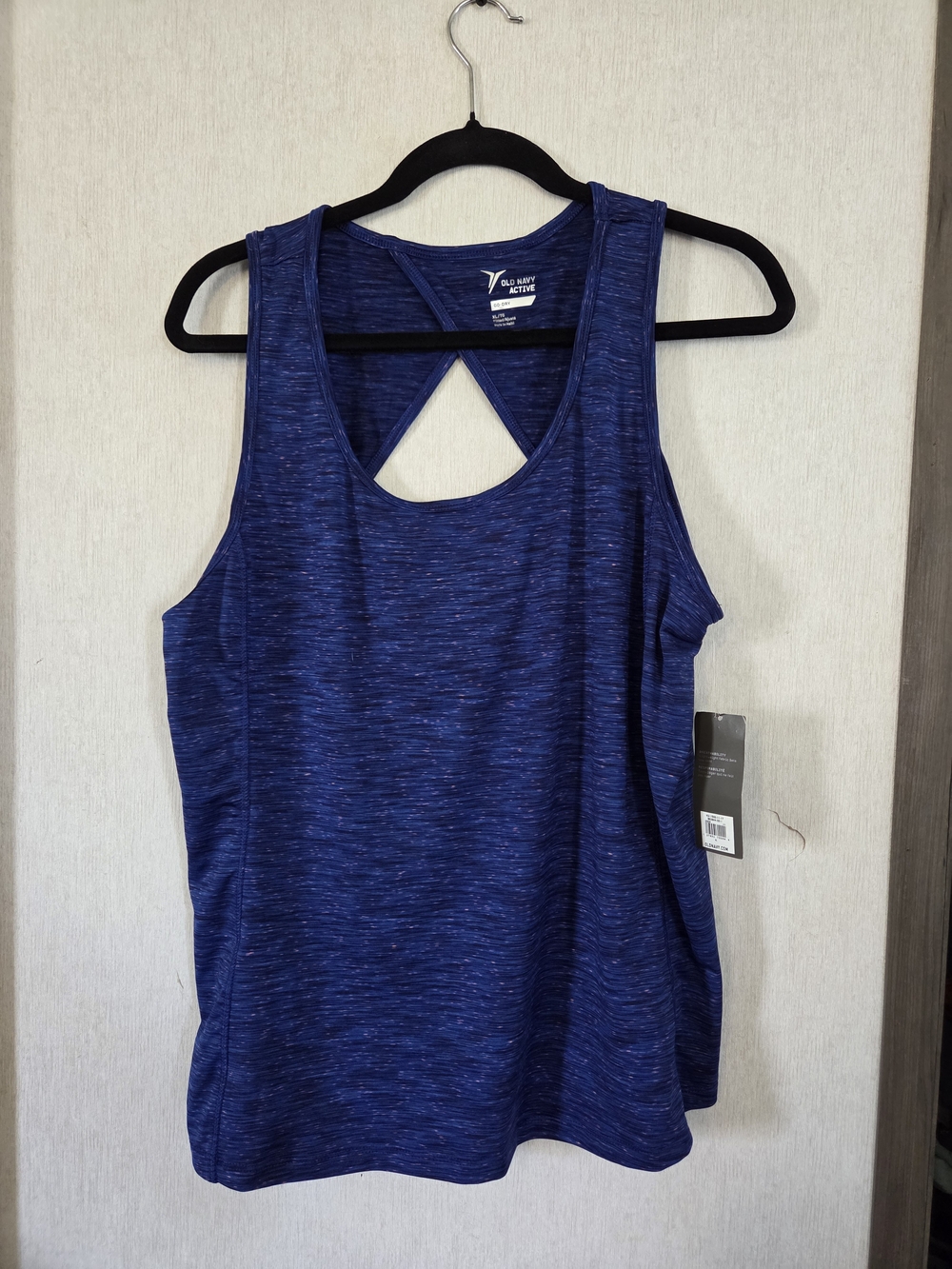 Old Navy Blue Space-Dye Cross-Back Tank Top